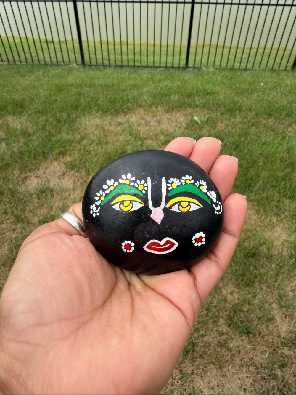 Hand printed shaligram stone
